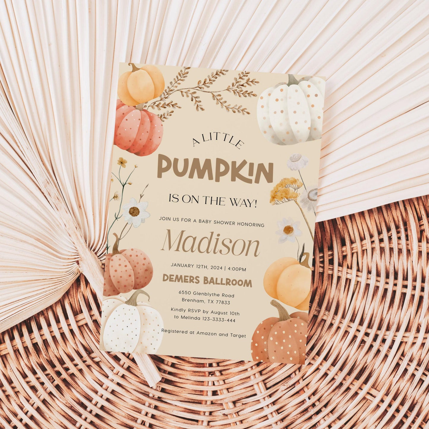 A Little Pumpkin Invitation, Fall baby shower invitation - LovelyTemplatesCo