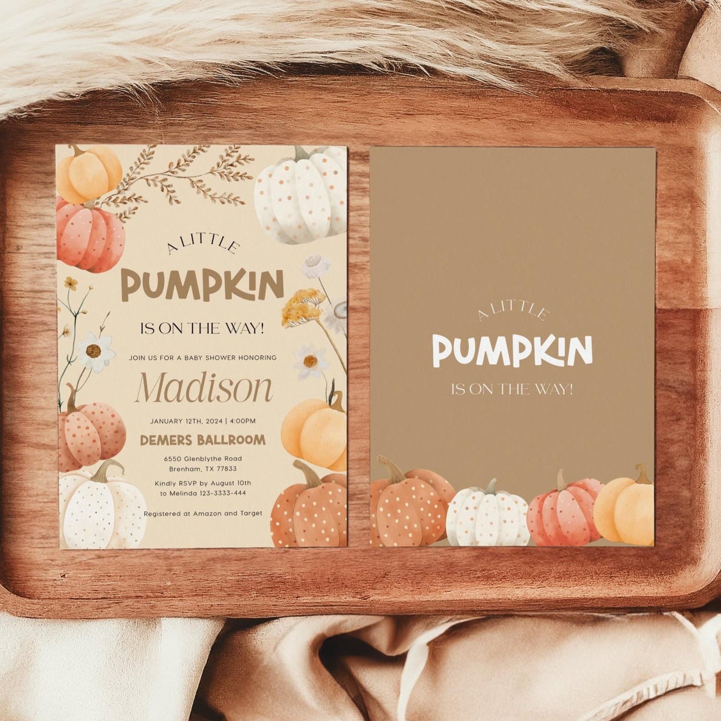 A Little Pumpkin Invitation, Fall baby shower invitation - LovelyTemplatesCo
