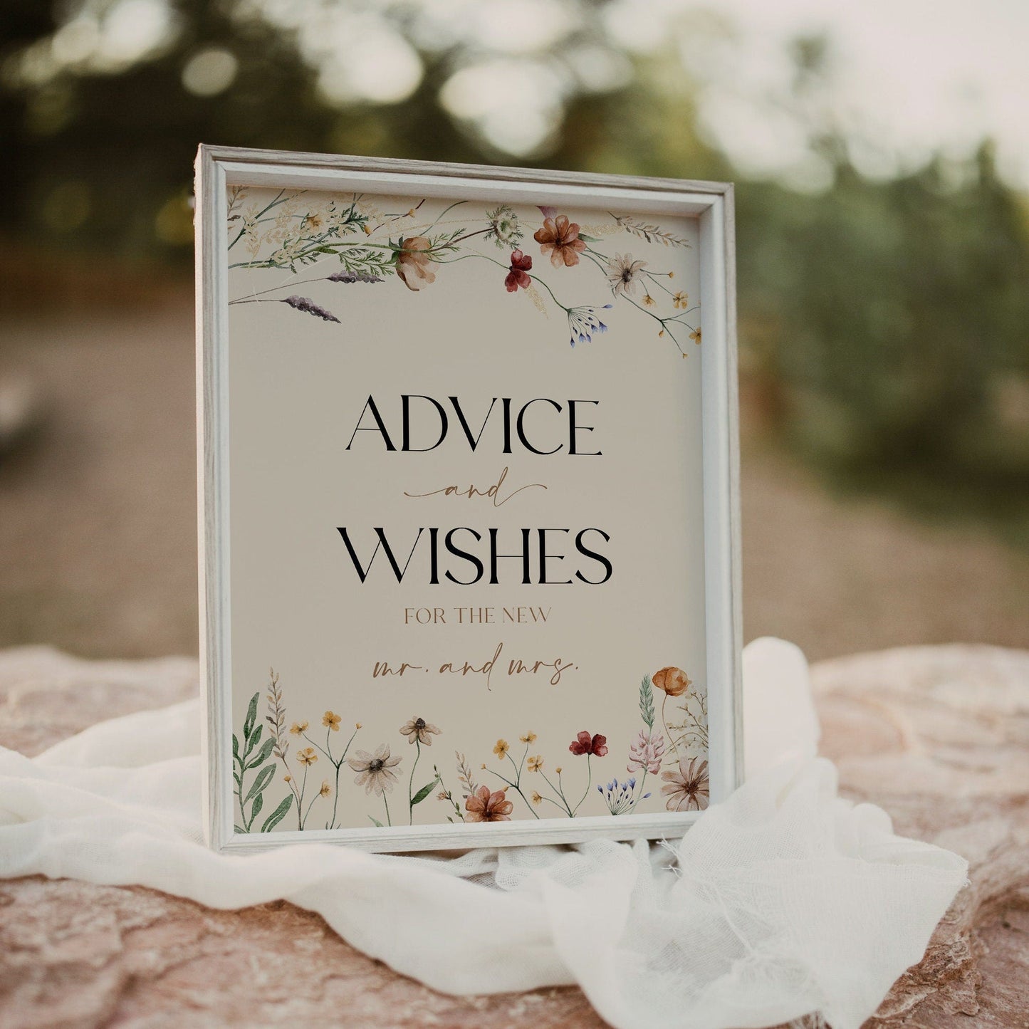 Advice and Wishes Sign, Boho Floral Advice sign template, Bridal Shower Advice and Wishes sign - LovelyTemplatesCo