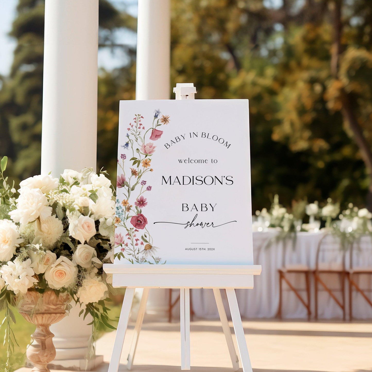 Baby In Bloom - Baby Shower Welcome Sign - LovelyTemplatesCo