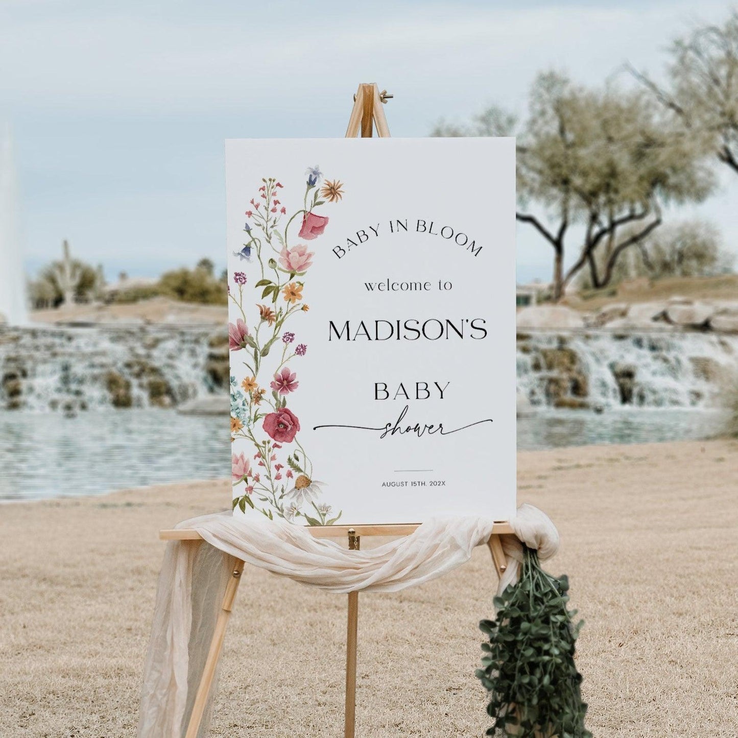 Baby In Bloom - Baby Shower Welcome Sign - LovelyTemplatesCo