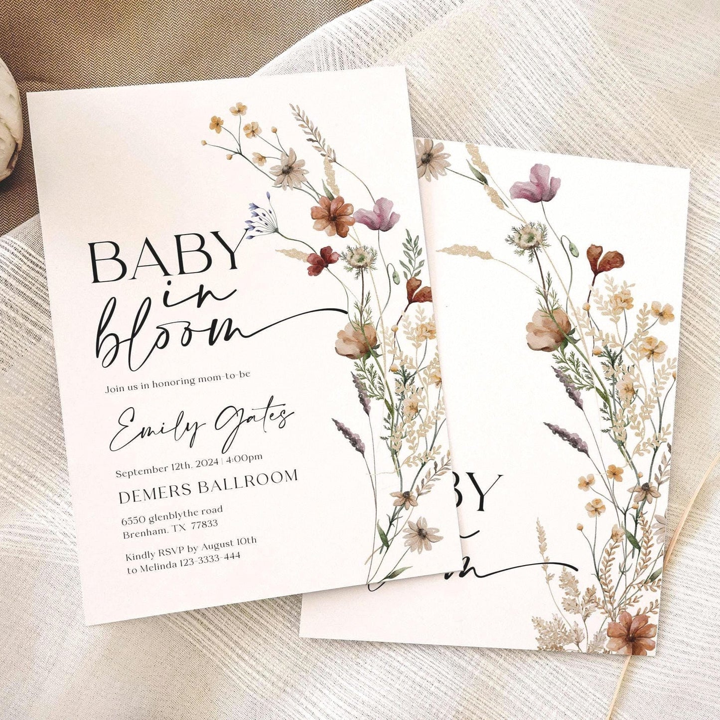 Baby In Bloom invitation | Baby shower invitation - LovelyTemplatesCo