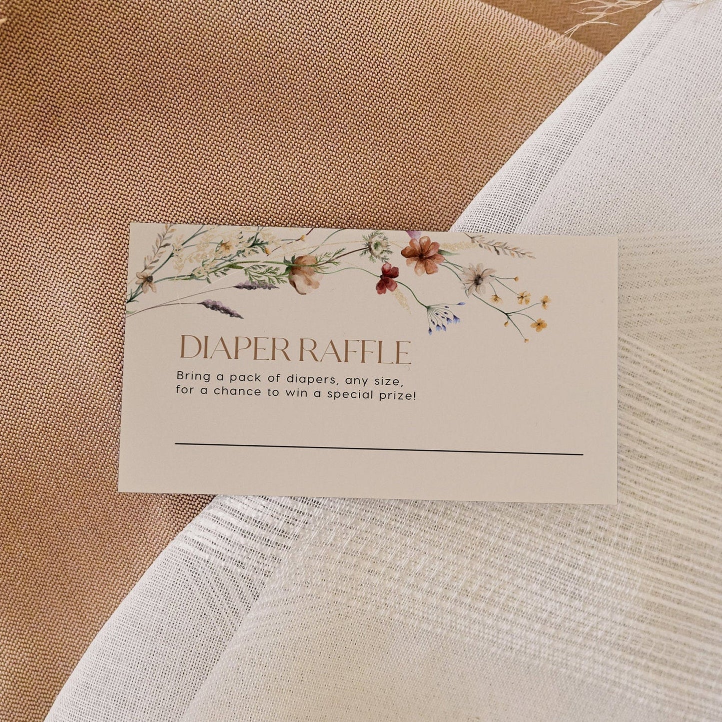 Baby In Bloom invitation | Beige with Wildflowers customizable templates - LovelyTemplatesCo