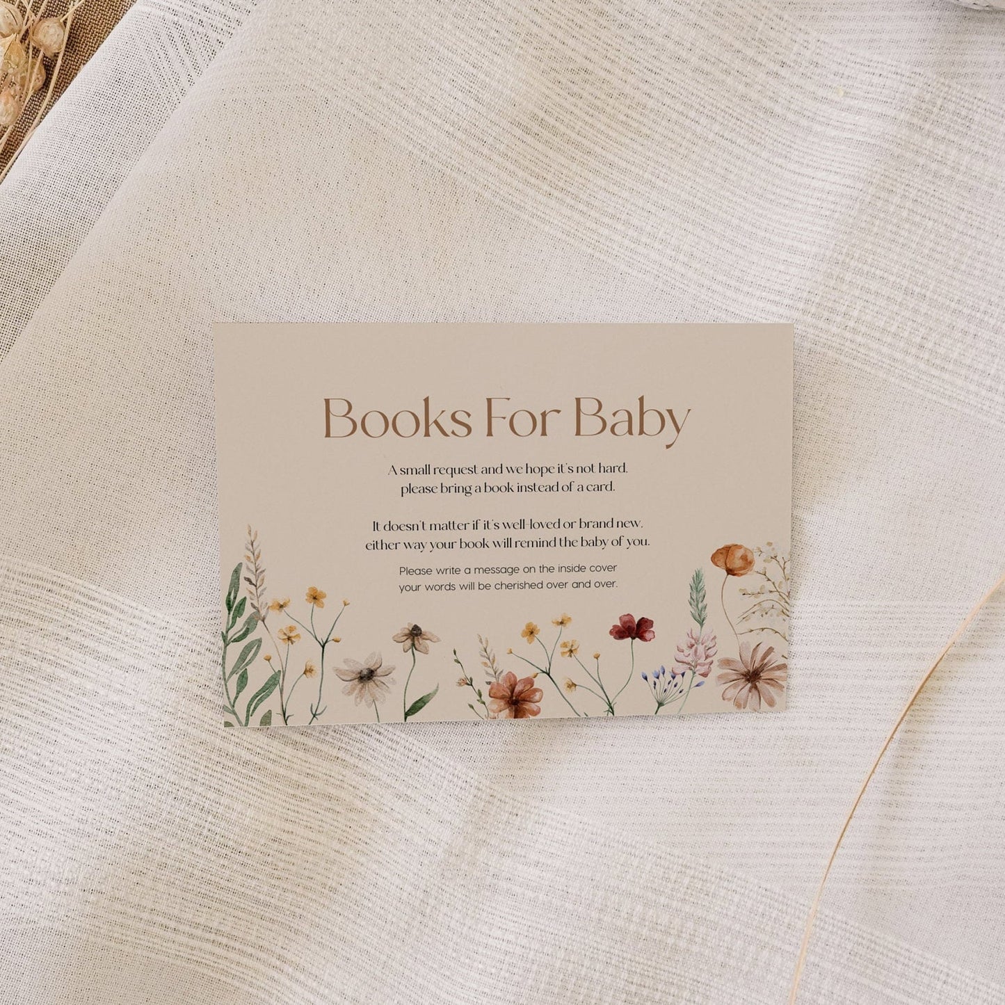 Baby In Bloom invitation | Beige with Wildflowers customizable templates - LovelyTemplatesCo