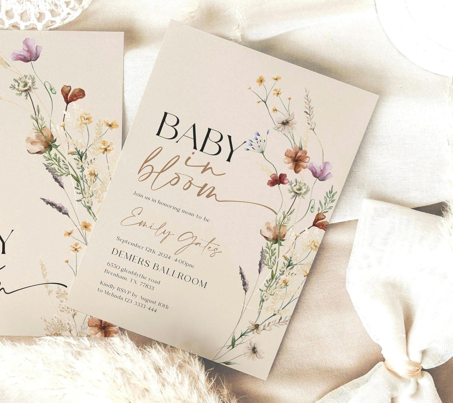 Baby In Bloom invitation | Invitation Template | Baby Shower Invitation - LovelyTemplatesCo
