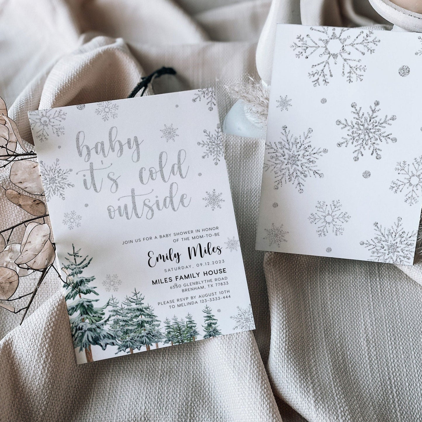 Baby it's cold outside invitation, Winter baby shower, Winter wonderland baby shower - LovelyTemplatesCo