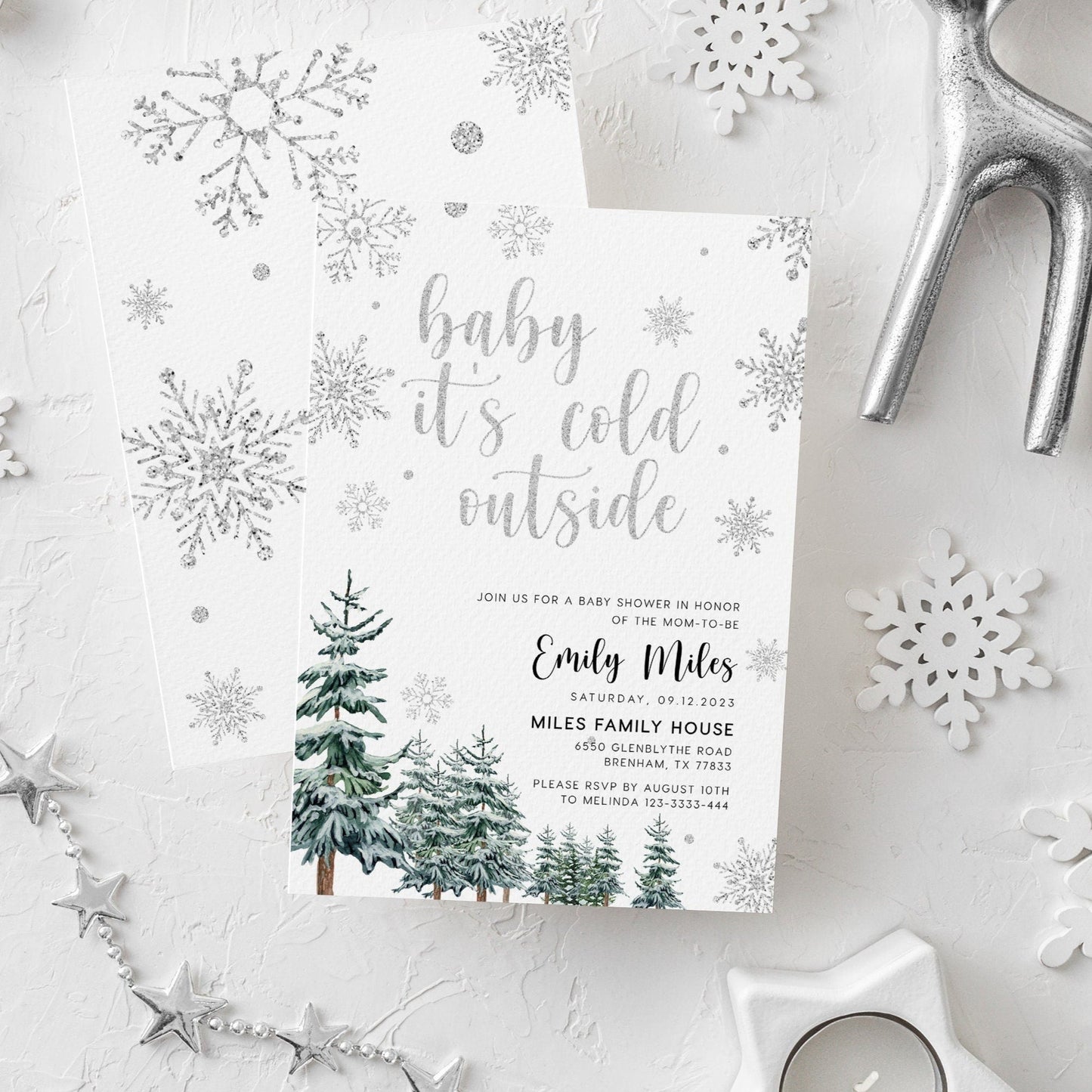 Baby it's cold outside invitation, Winter baby shower, Winter wonderland baby shower - LovelyTemplatesCo