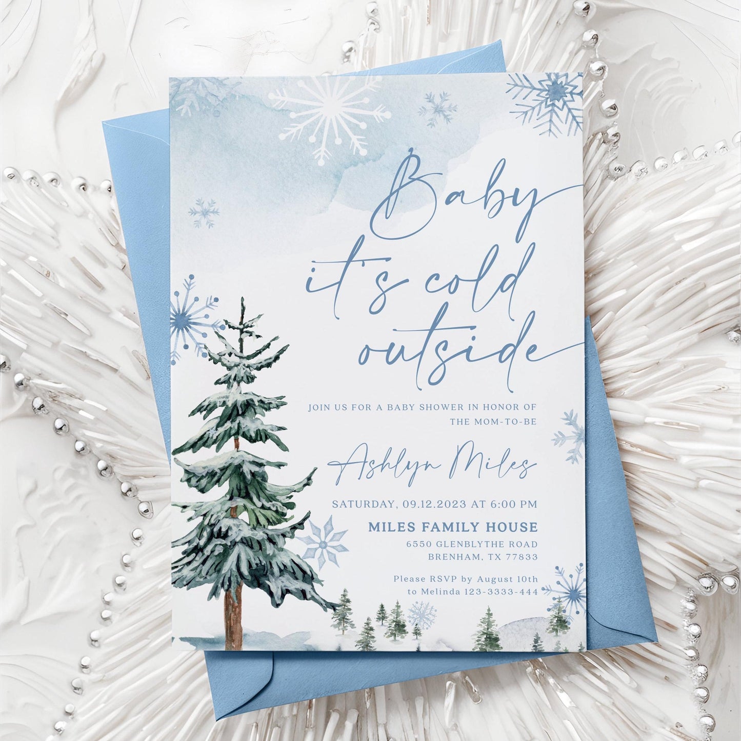 Baby It's Cold Outside Invitation, Winter Wonderland Baby Shower invitation template - LovelyTemplatesCo