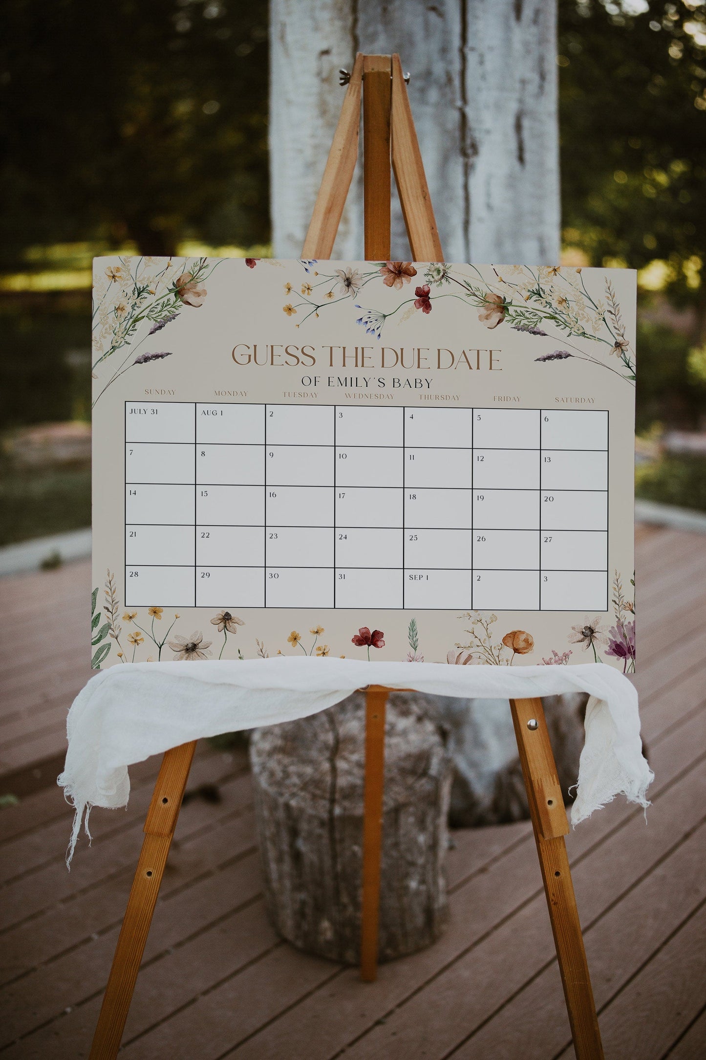 Baby Shower Due Date calendar, Due Date calendar sign template - LovelyTemplatesCo