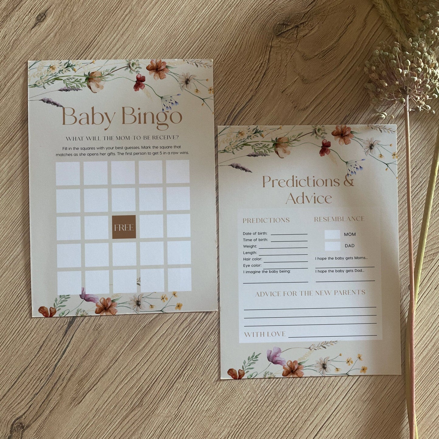 Baby Shower Games bundle, Boho Beige baby Shower games bundle - LovelyTemplatesCo