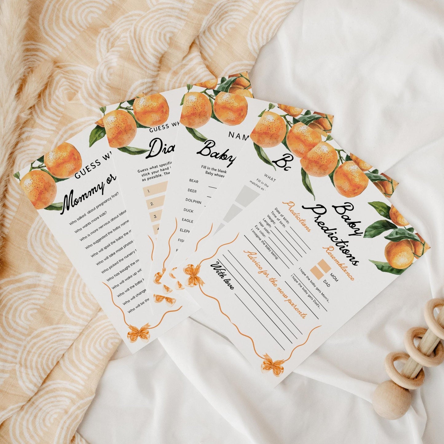 Baby Shower Games Bundle | Orange Baby Shower Games Bundle - LovelyTemplatesCo