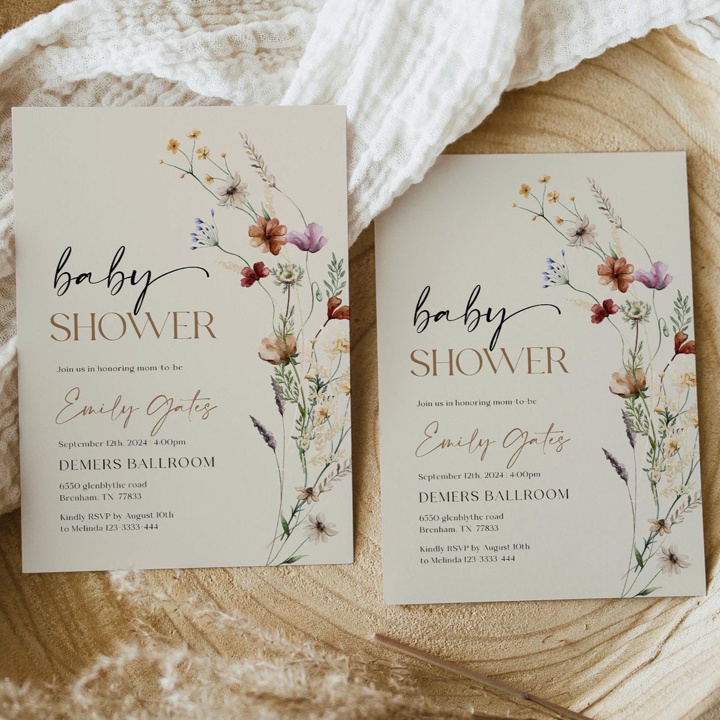 Baby Shower Invitation | Beige Baby Shower Invitation - LovelyTemplatesCo