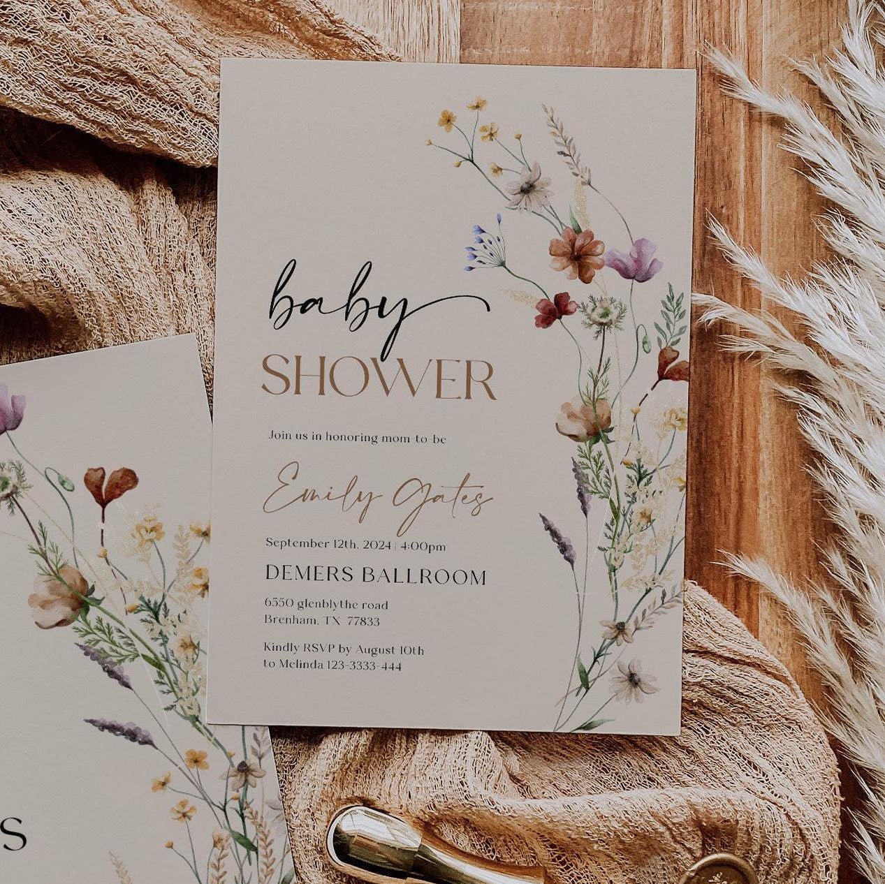 Baby Shower Invitation | Beige Baby Shower Invitation - LovelyTemplatesCo