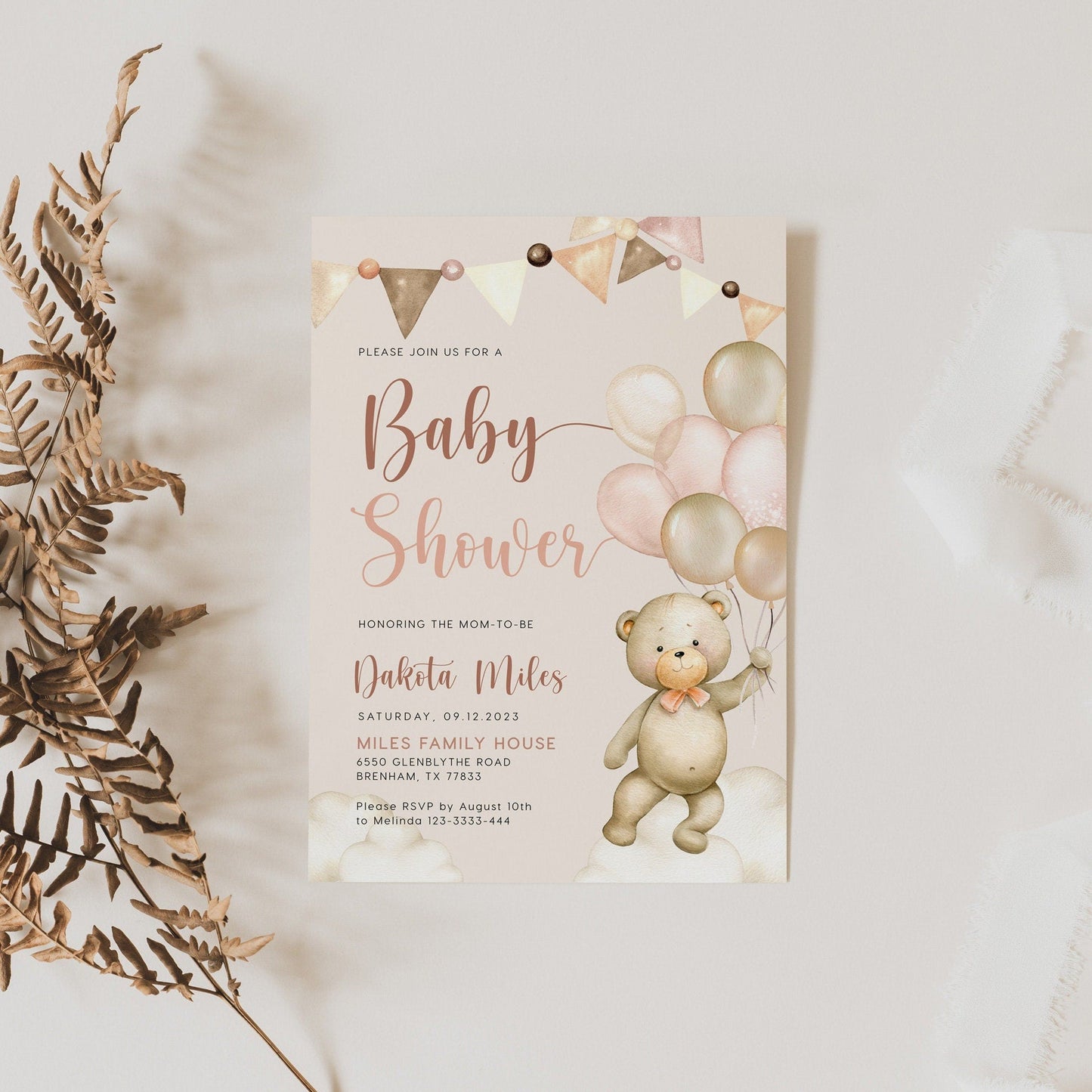 Bear baby Shower invitation, Baby shower invitation template, Neutral baby shower - LovelyTemplatesCo