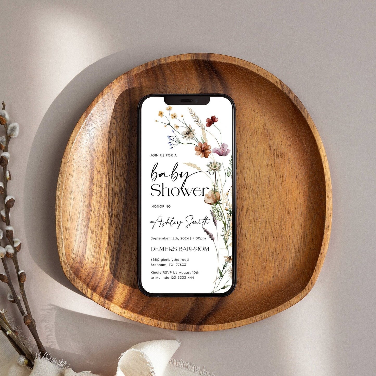 Boho Baby Shower E - vite, Digital Invitation, Baby shower e - invitation - LovelyTemplatesCo