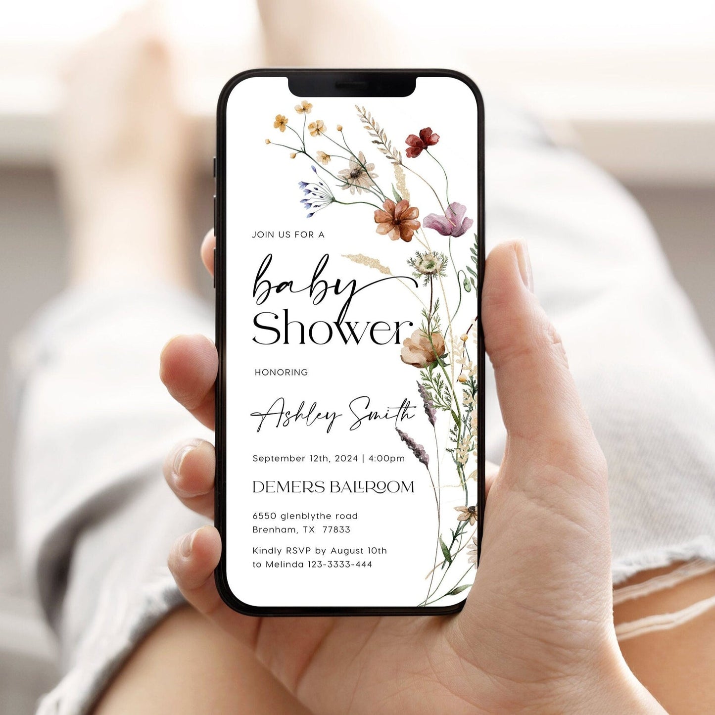 Boho Baby Shower E - vite, Digital Invitation, Baby shower e - invitation - LovelyTemplatesCo