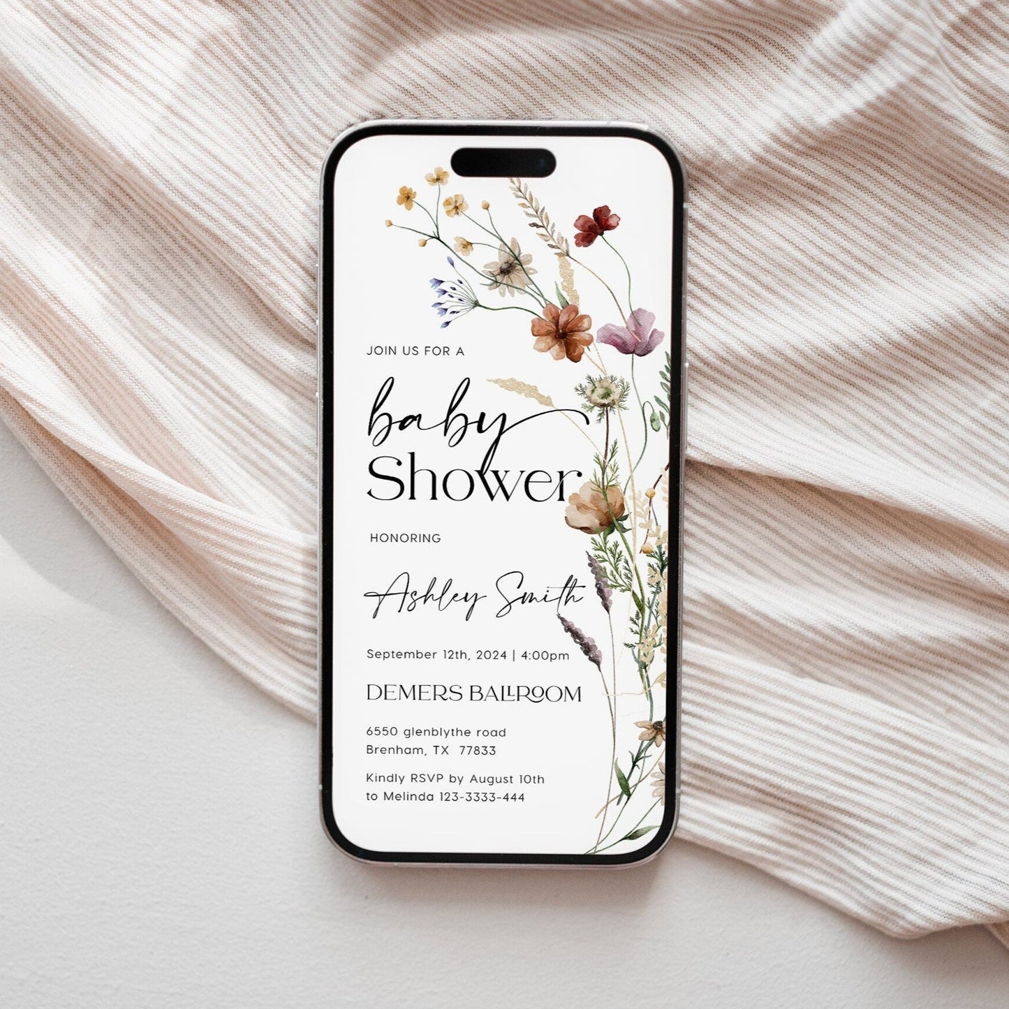 Boho Baby Shower E - vite, Digital Invitation, Baby shower e - invitation - LovelyTemplatesCo