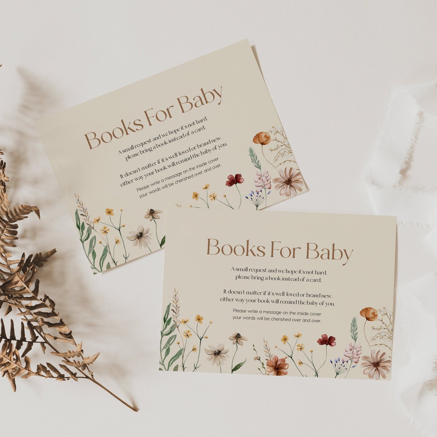 Boho Books for baby card, Baby Shower Books card - LovelyTemplatesCo