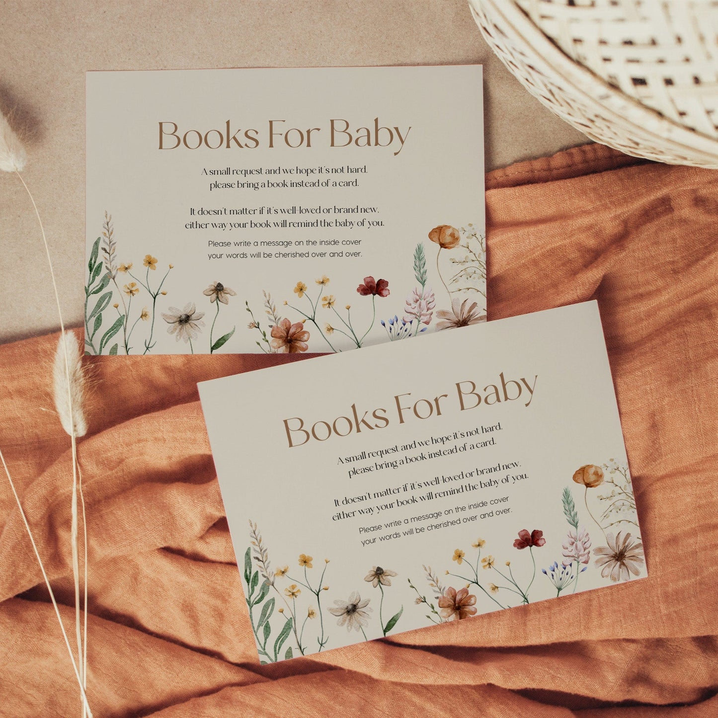 Boho Books for baby card, Baby Shower Books card - LovelyTemplatesCo