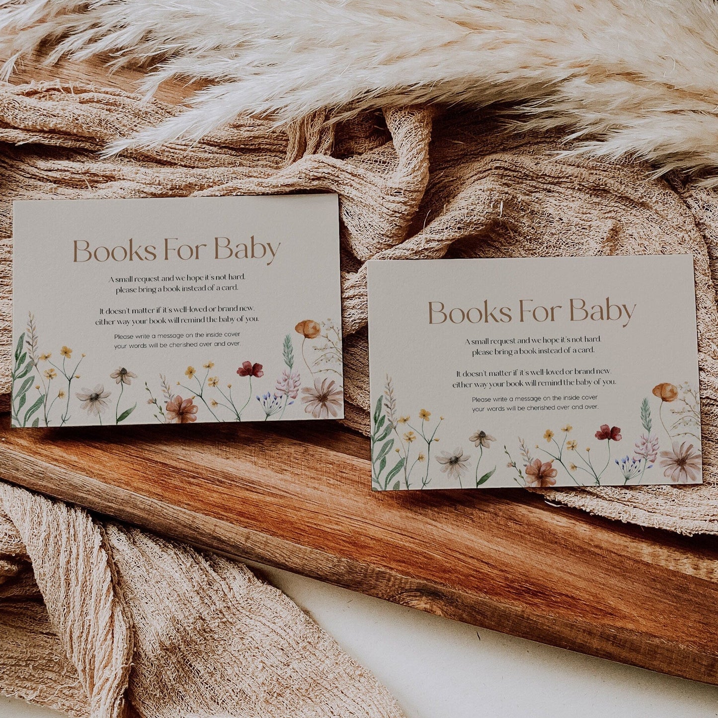 Boho Books for baby card, Baby Shower Books card - LovelyTemplatesCo
