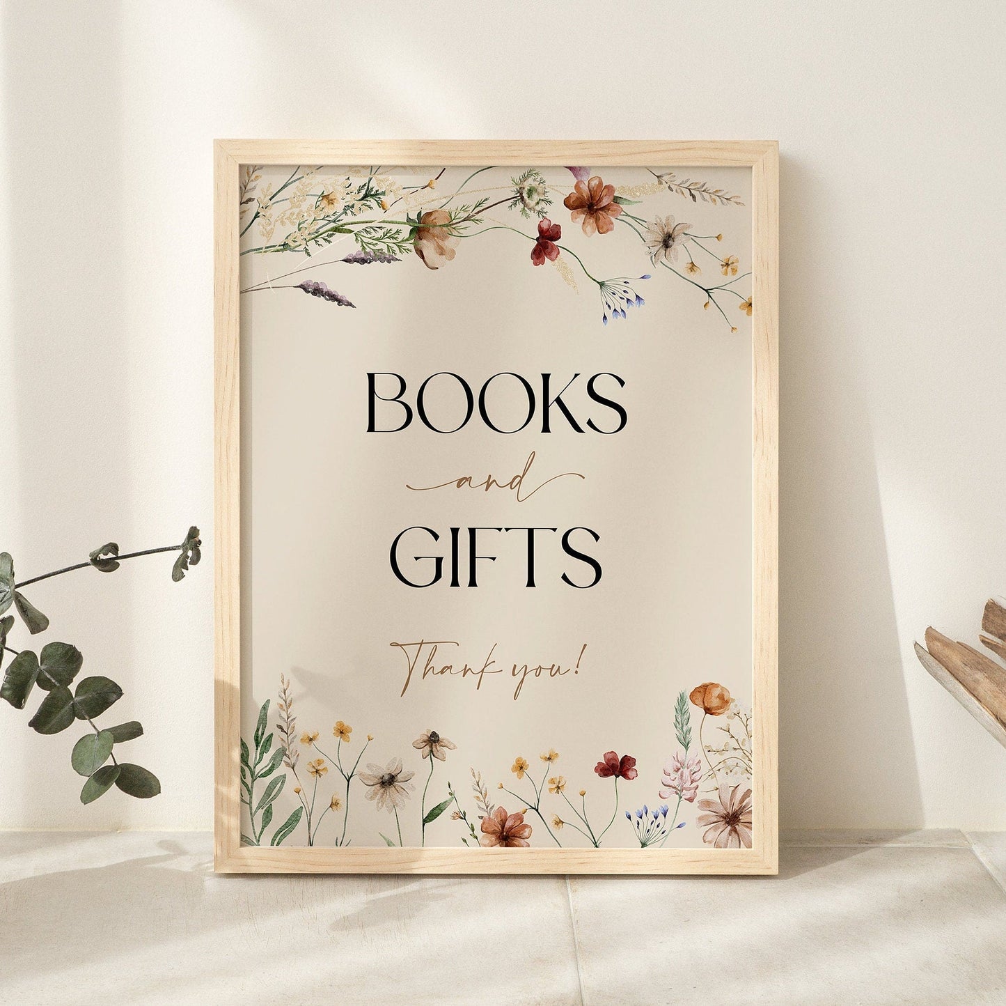 Books and Gifts Sign | Baby Shower Sign - LovelyTemplatesCo