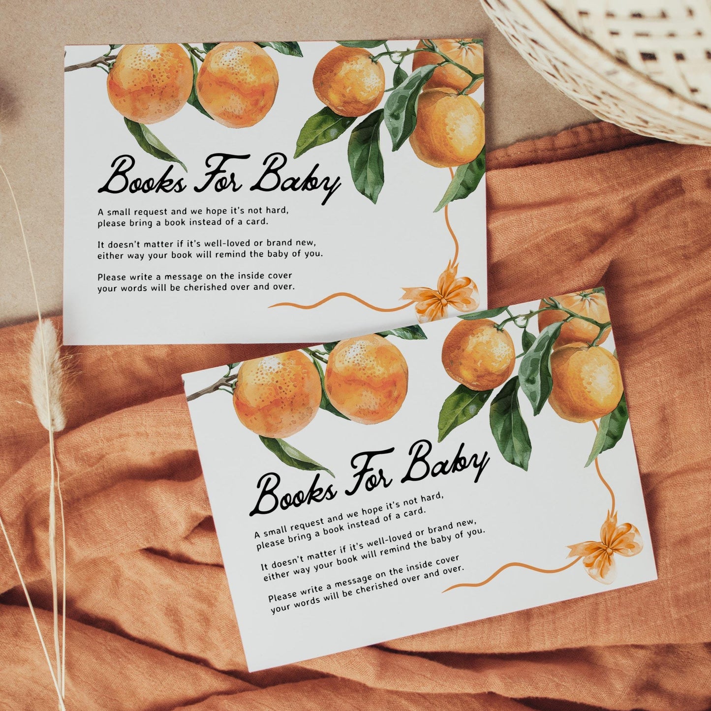 Books For Baby Card | Little Cutie Orange Baby Shower - LovelyTemplatesCo