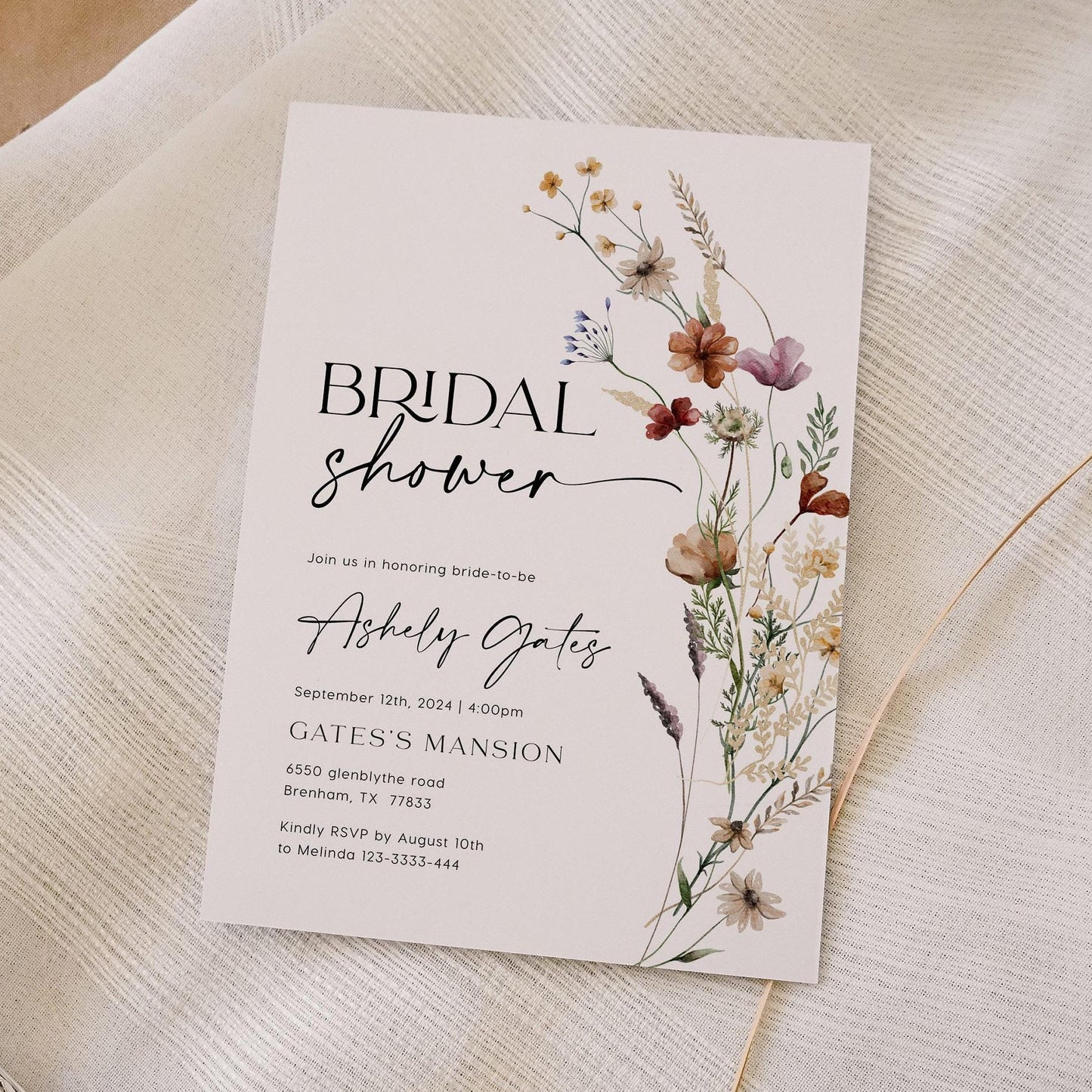 Bridal Shower Invitation | Wildflower Bridal shower - LovelyTemplatesCo
