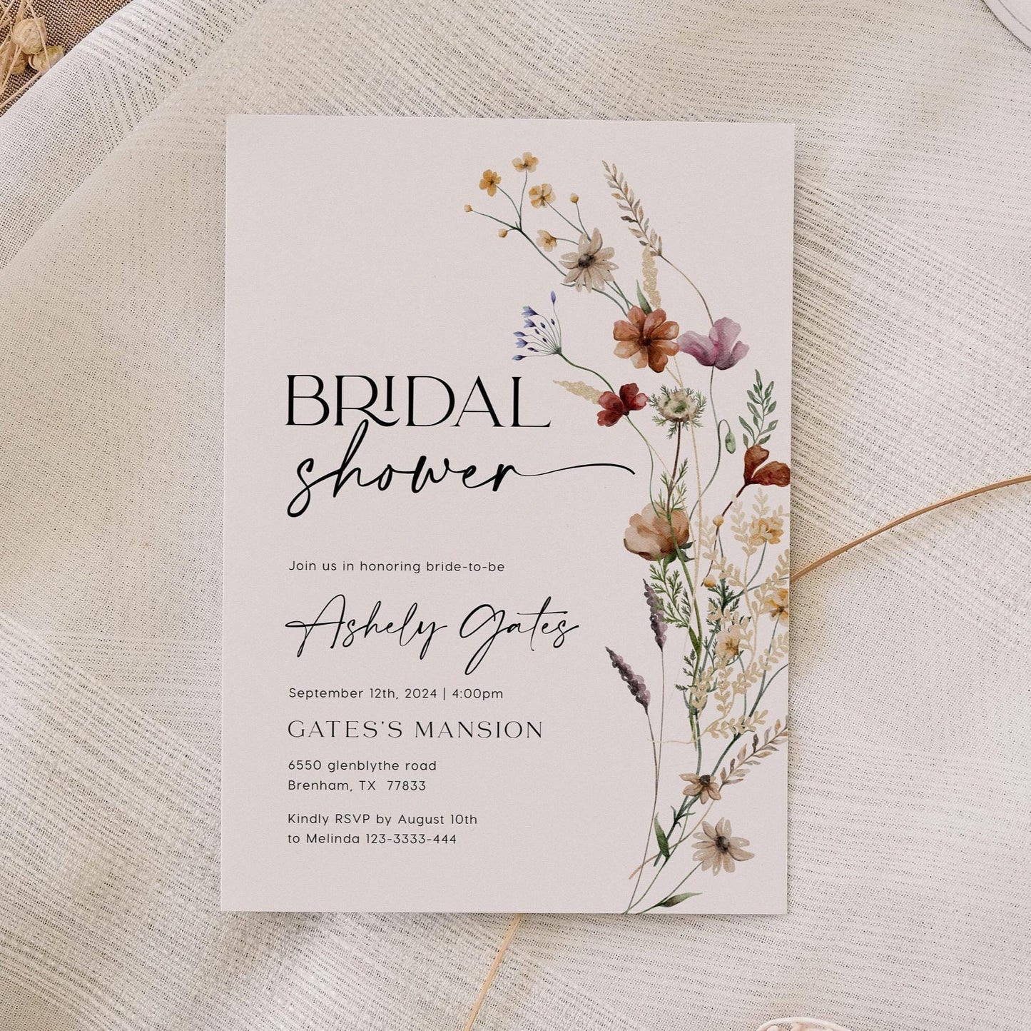 Bridal Shower Invitation | Wildflower Bridal shower - LovelyTemplatesCo