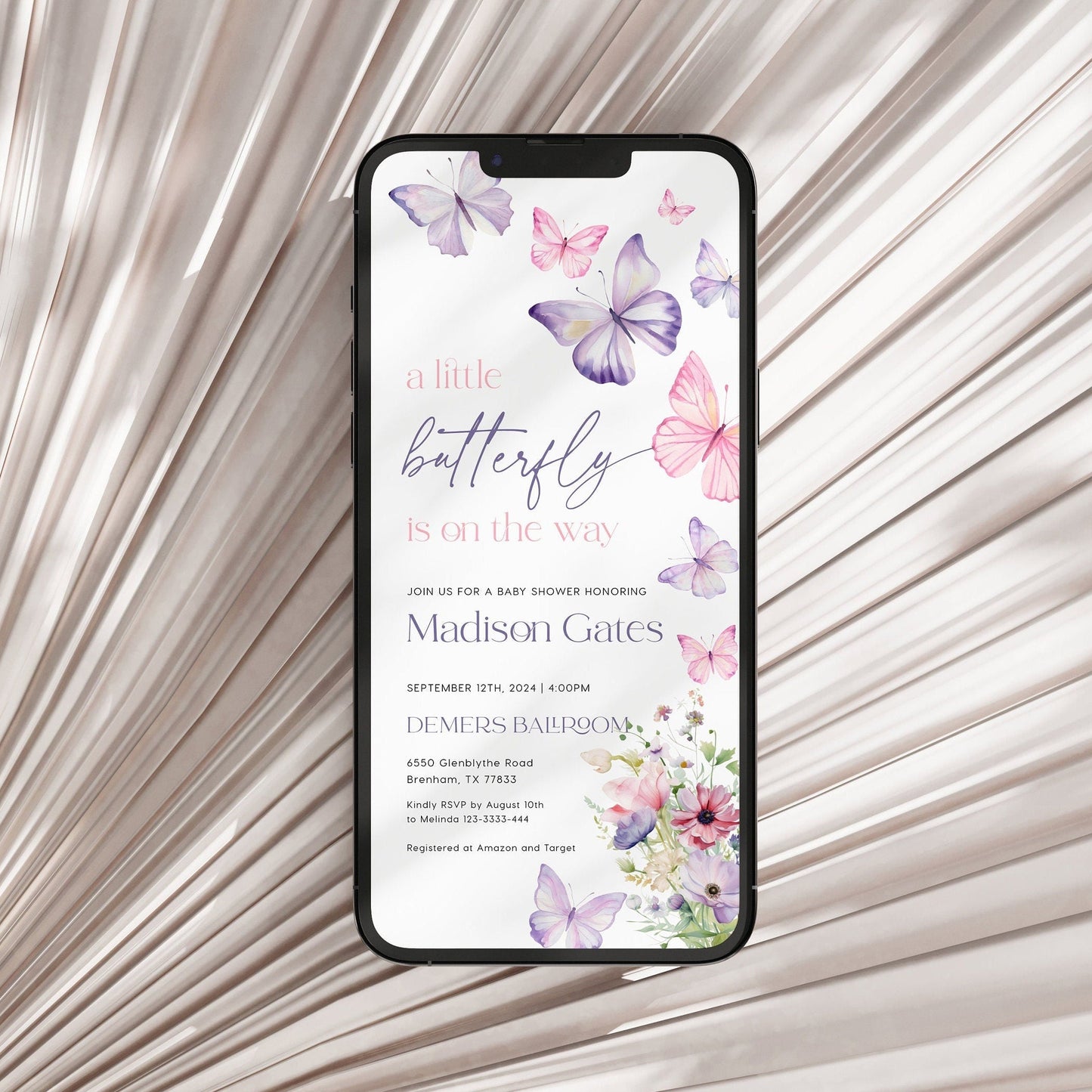 Butterfly Invitation Template, Baby Shower Evite - LovelyTemplatesCo