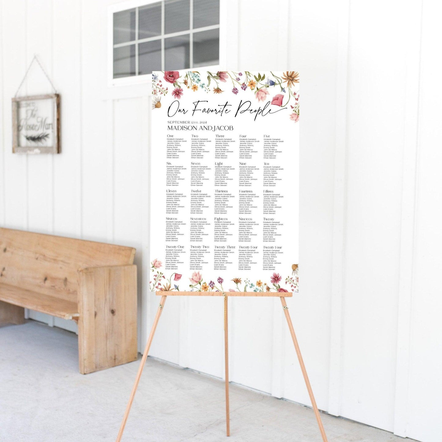 Colorful Floral Seating chart - LovelyTemplatesCo