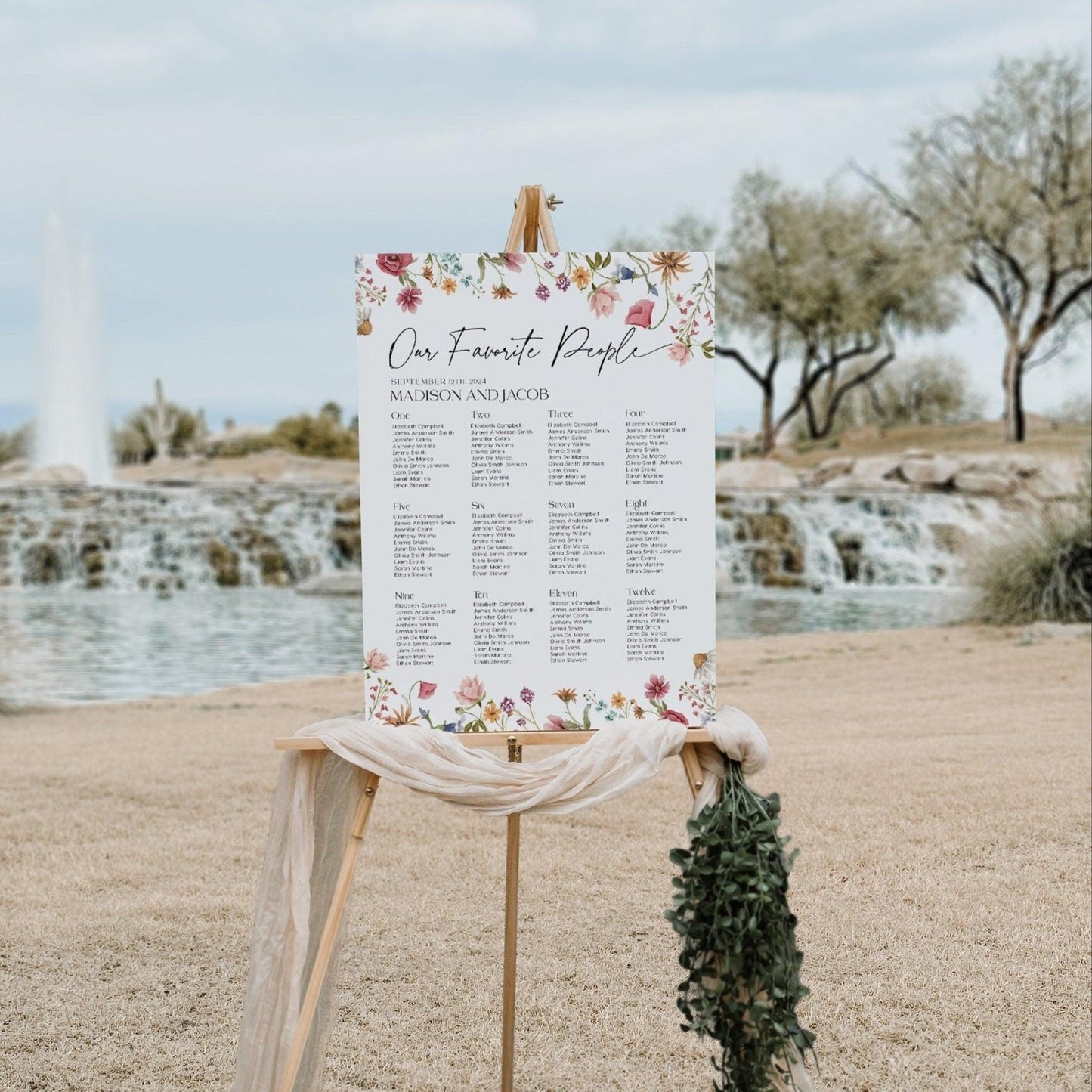 Colorful Floral Seating chart - LovelyTemplatesCo