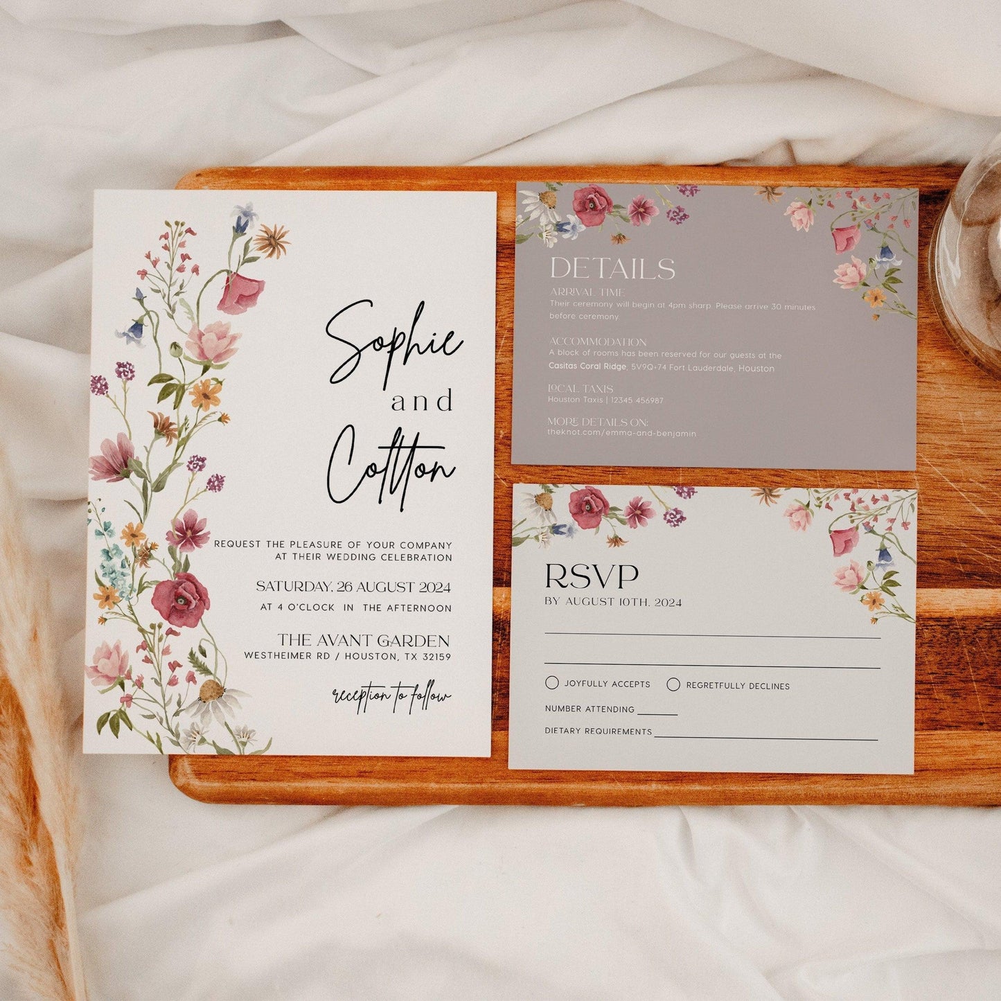 Colorful Floral Wedding Invitation set - LovelyTemplatesCo