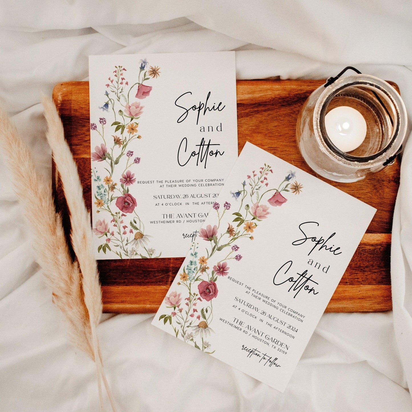 Colorful Floral Wedding Invitation set - LovelyTemplatesCo