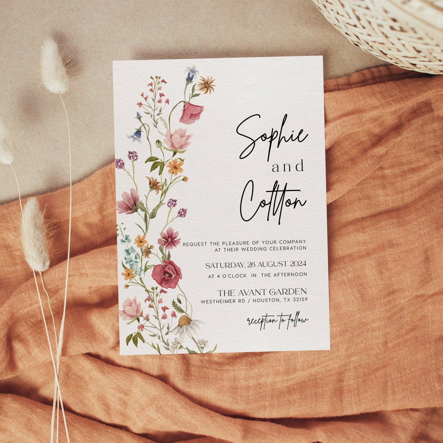 Colorful Floral Wedding Invitation set - LovelyTemplatesCo