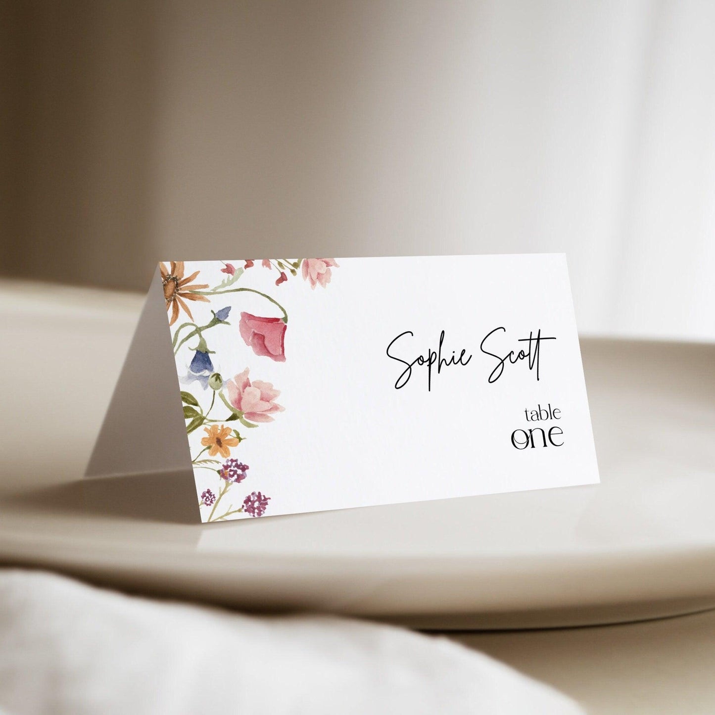 Colorful Wildflower Wedding Place cards - LovelyTemplatesCo