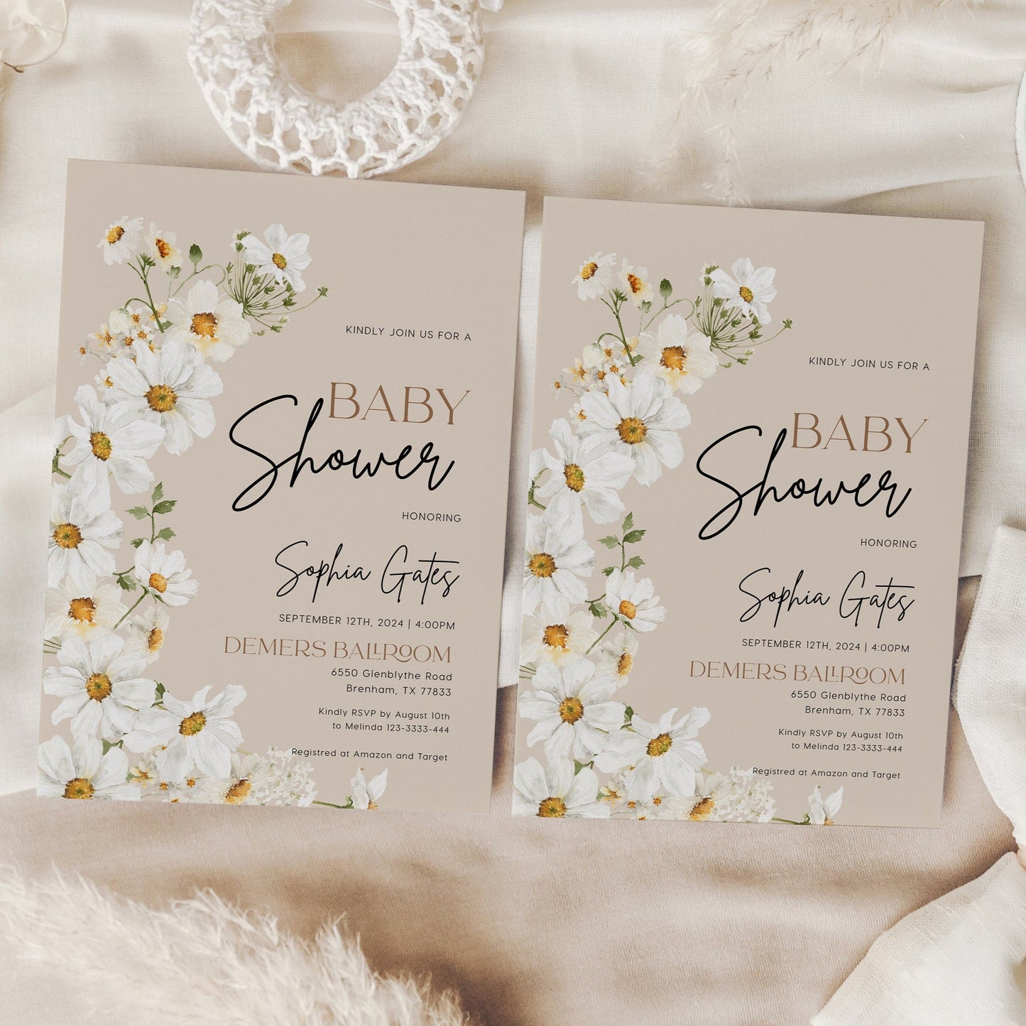 Daisy Baby Shower Invitation - LovelyTemplatesCo