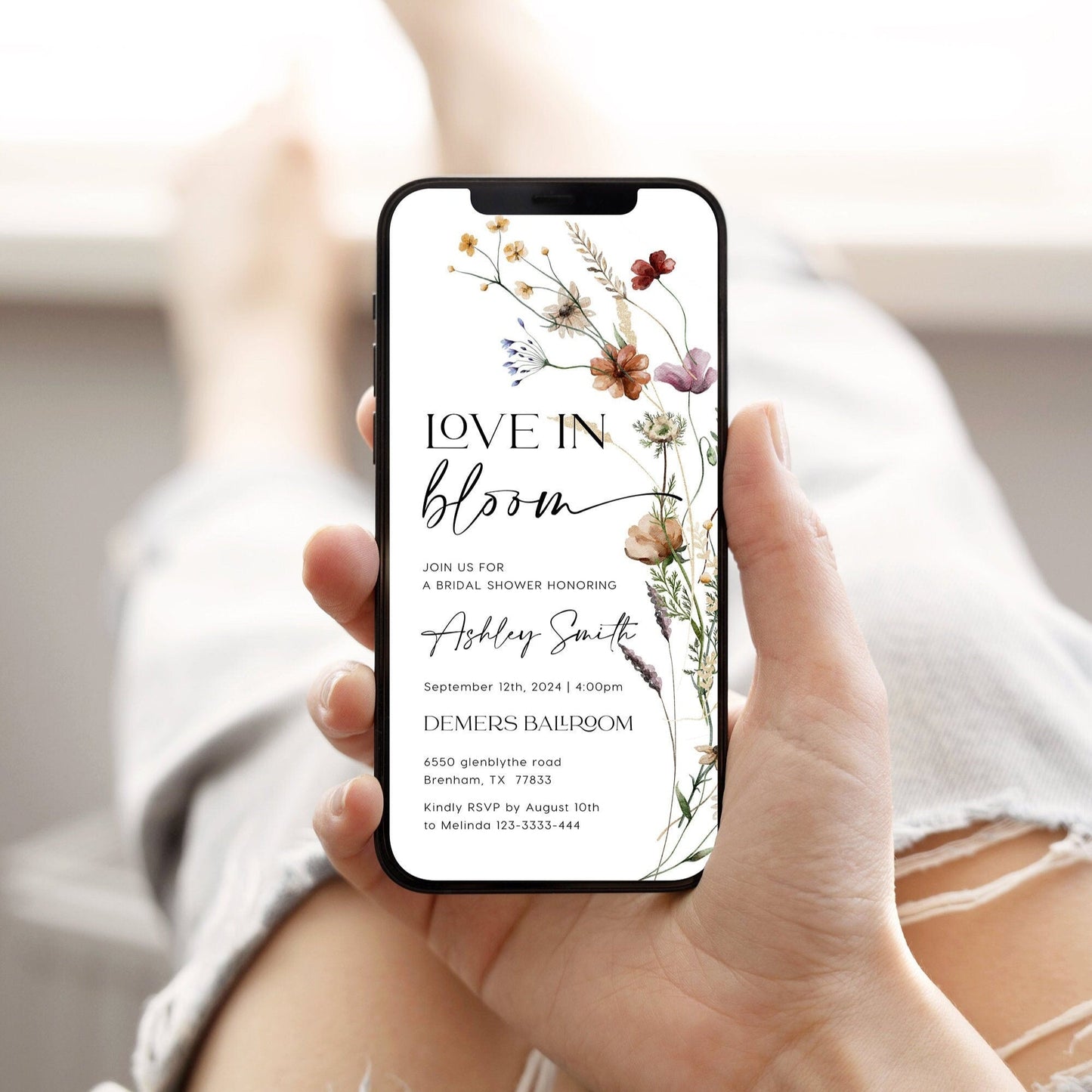Digital Bridal Shower invitation, Love In Bloom Evite - LovelyTemplatesCo