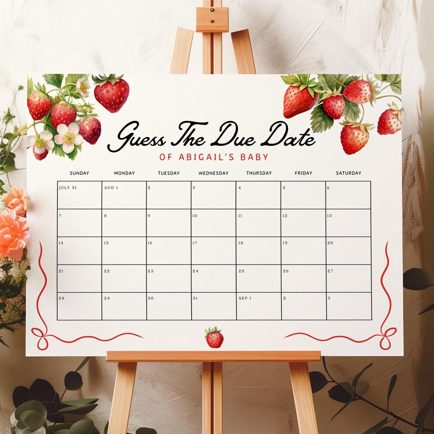 Due Date Calendar Board | Baby Shower Due Date Sign - LovelyTemplatesCo