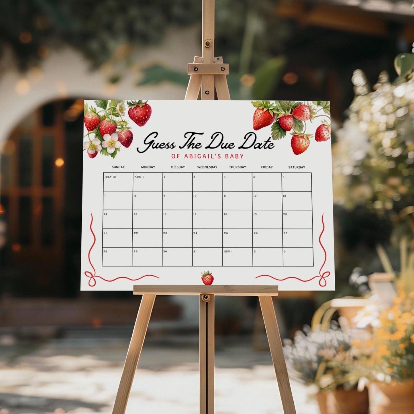 Due Date Calendar Board | Baby Shower Due Date Sign - LovelyTemplatesCo