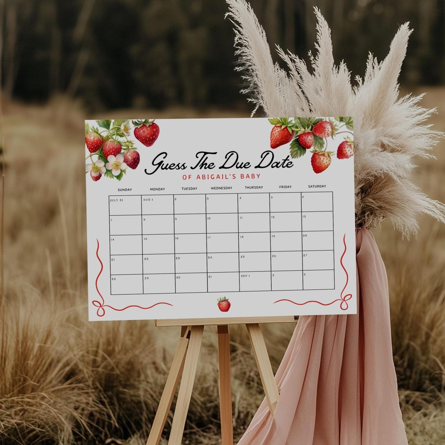 Due Date Calendar Board | Baby Shower Due Date Sign - LovelyTemplatesCo
