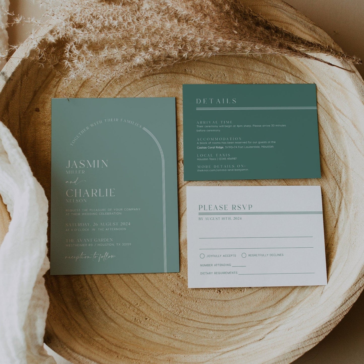 Elegant Arched Wedding Invitation, Sage wedding invitation set - LovelyTemplatesCo