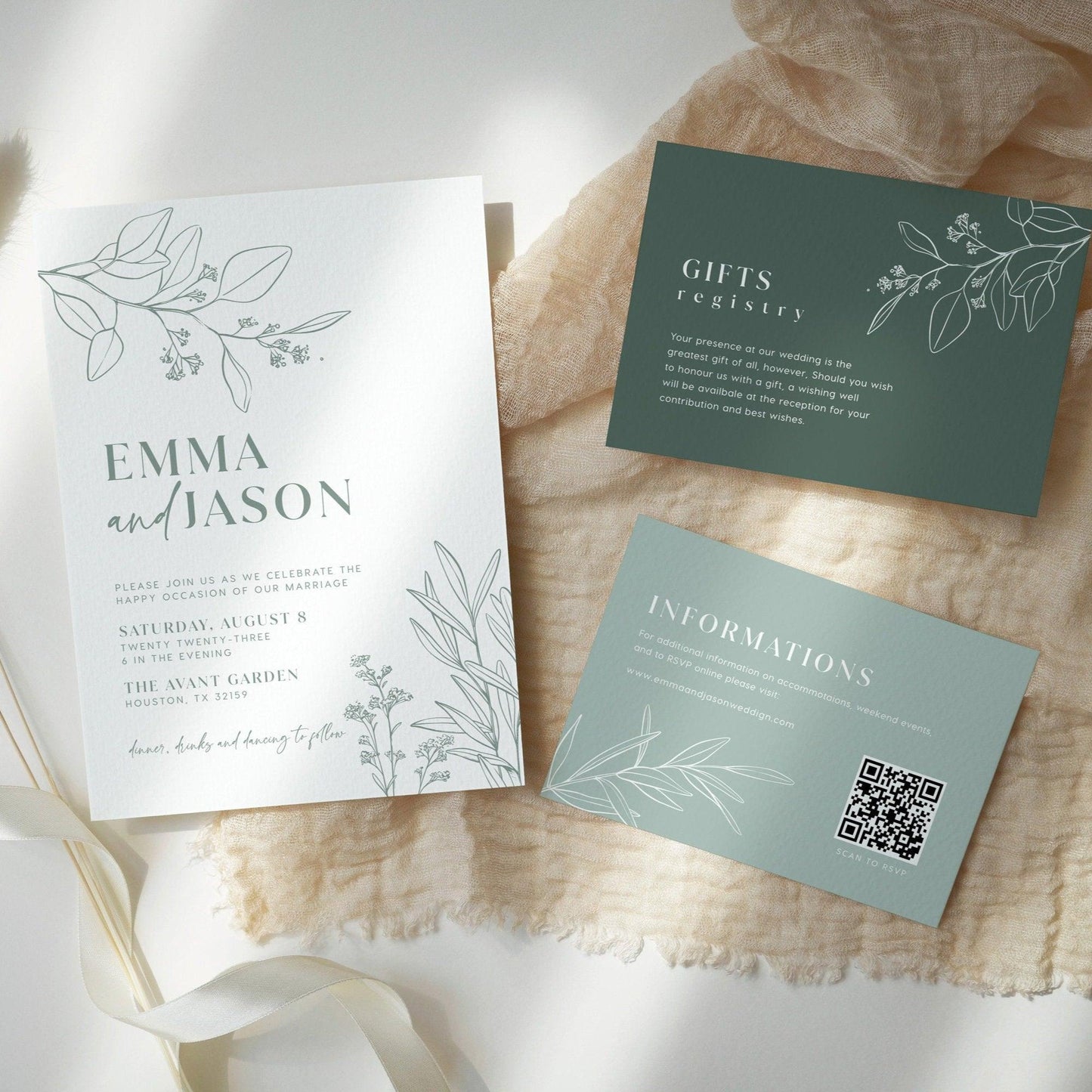 Elegant Floral Wedding Invitation Set - LovelyTemplatesCo