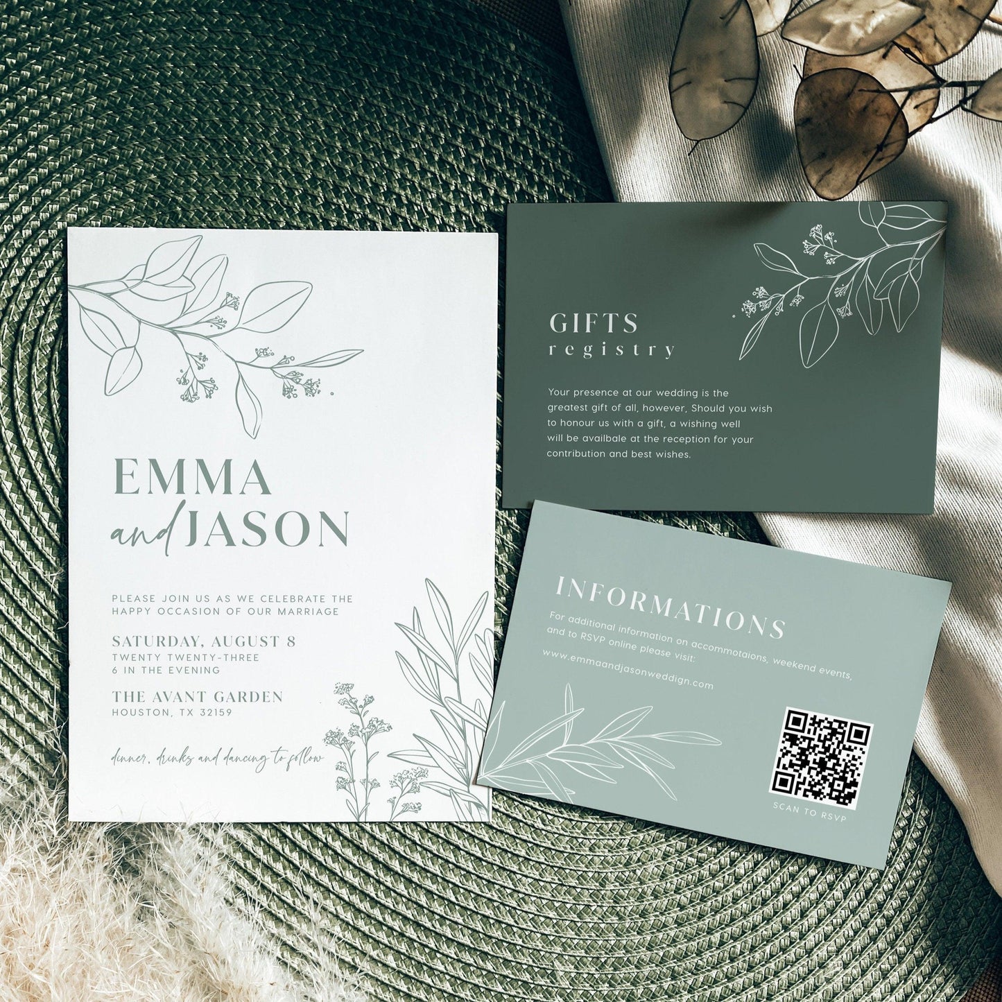 Elegant Floral Wedding Invitation Set - LovelyTemplatesCo