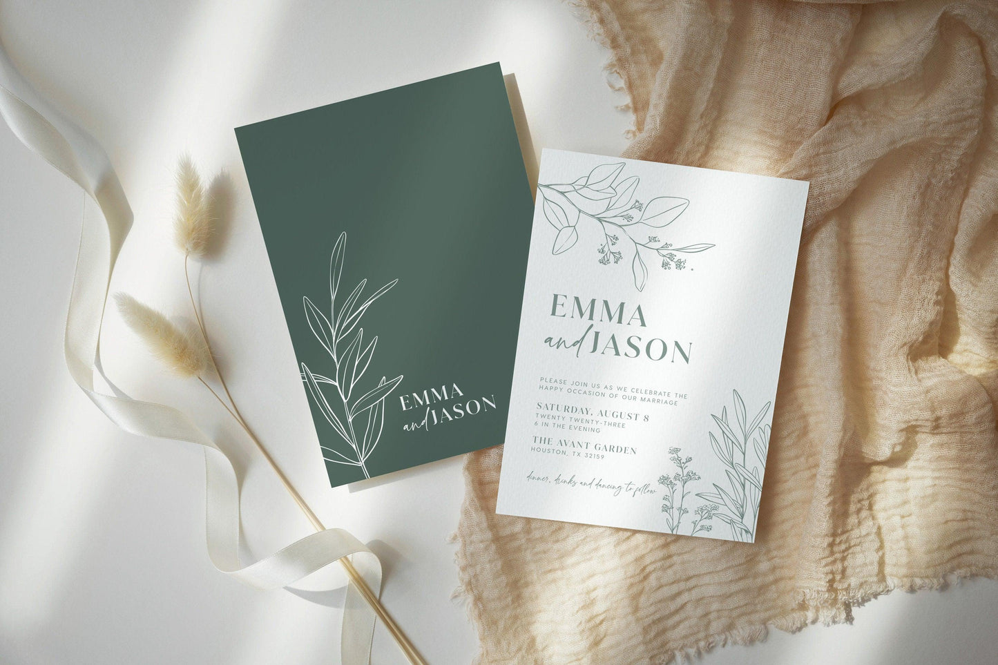 Elegant Floral Wedding Invitation Set - LovelyTemplatesCo
