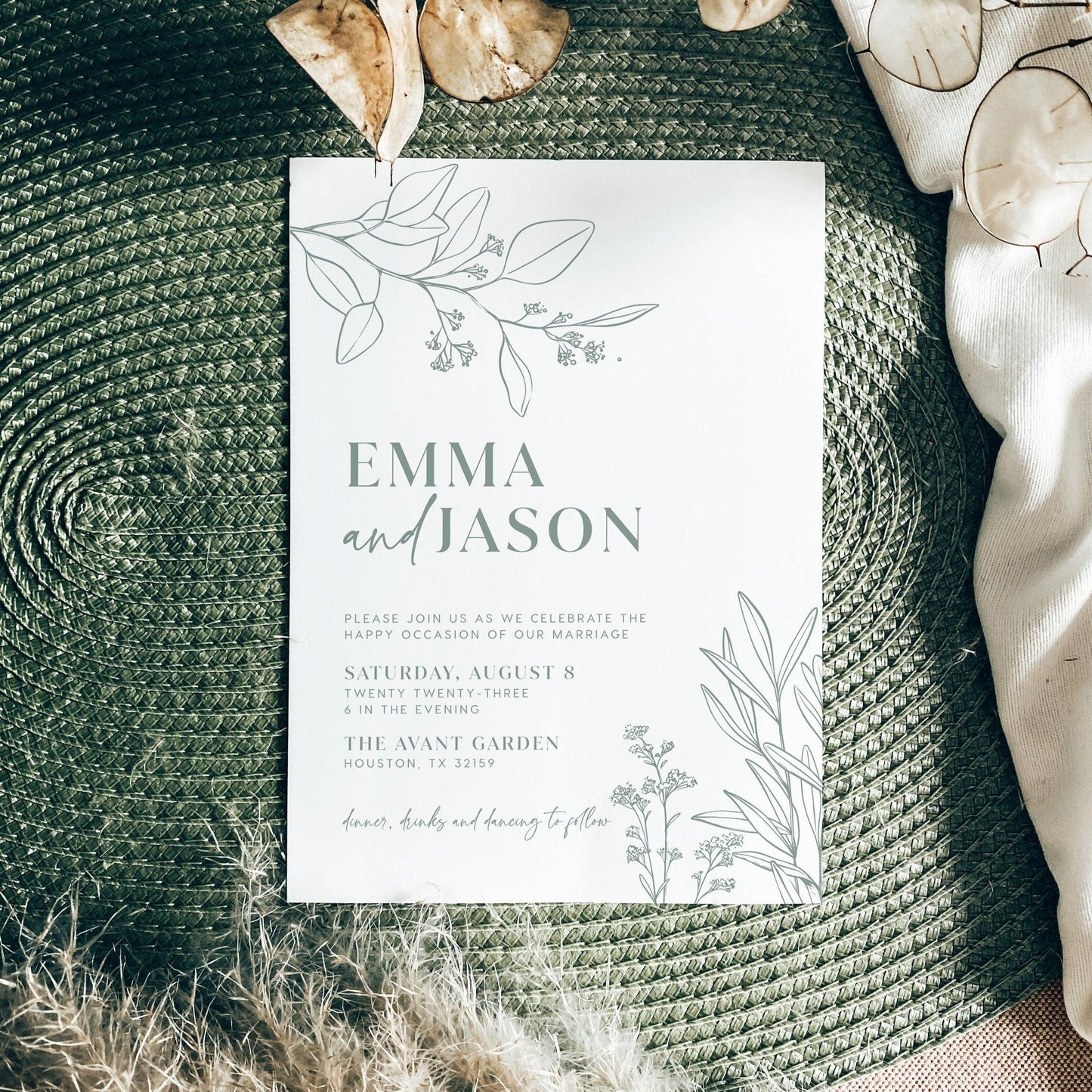 Elegant Floral Wedding Invitation Set - LovelyTemplatesCo