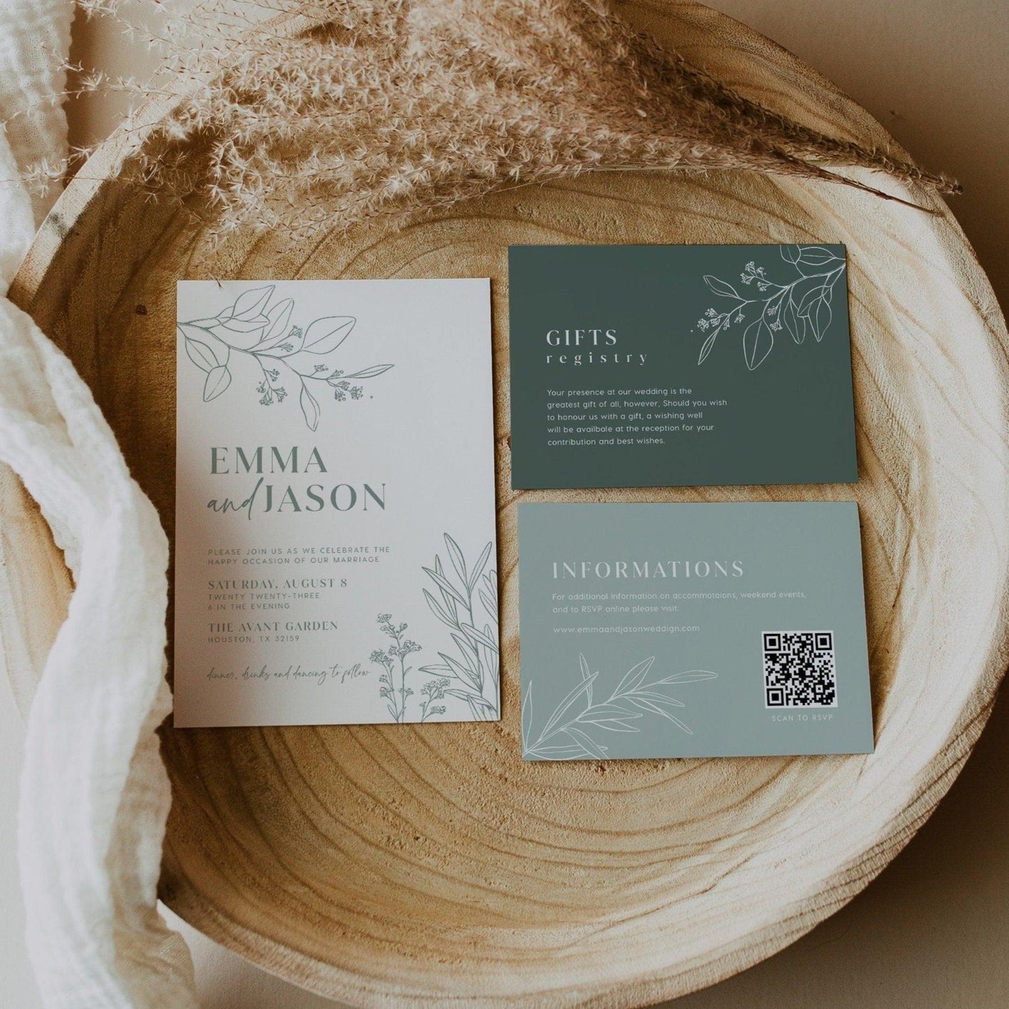 Elegant Floral Wedding Invitation Set - LovelyTemplatesCo
