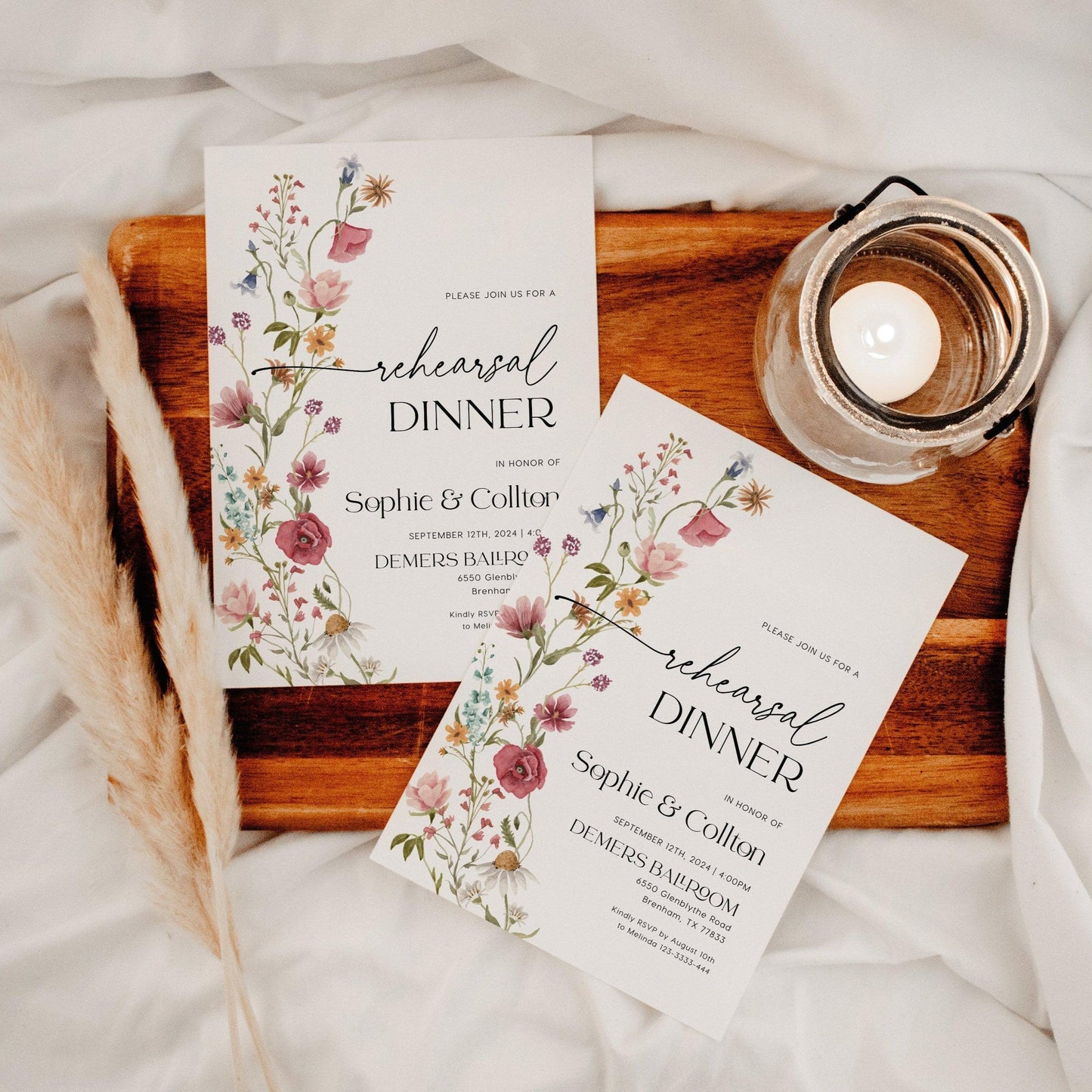 Elegant Wildflower Rehearsal Invitation - LovelyTemplatesCo