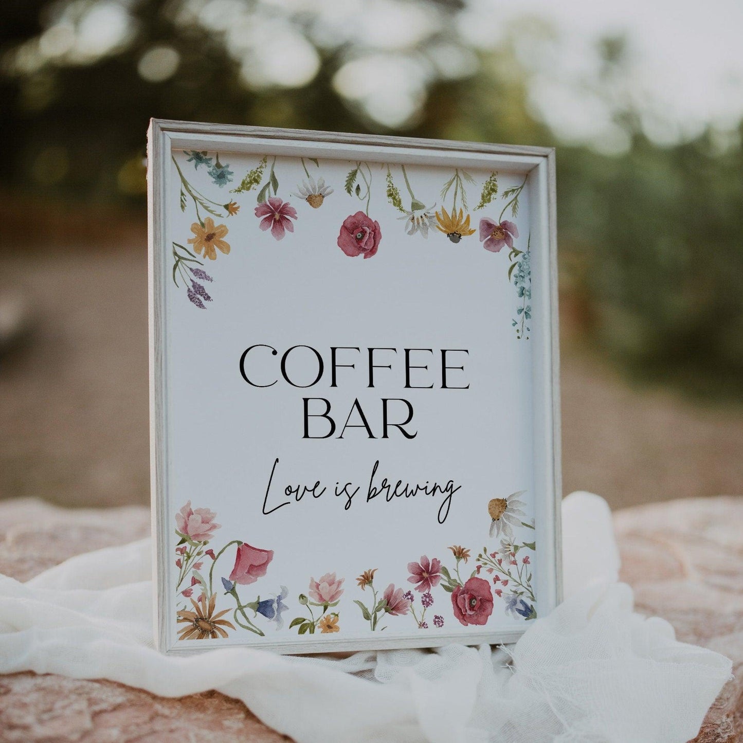Floral Coffee Bar sign - LovelyTemplatesCo