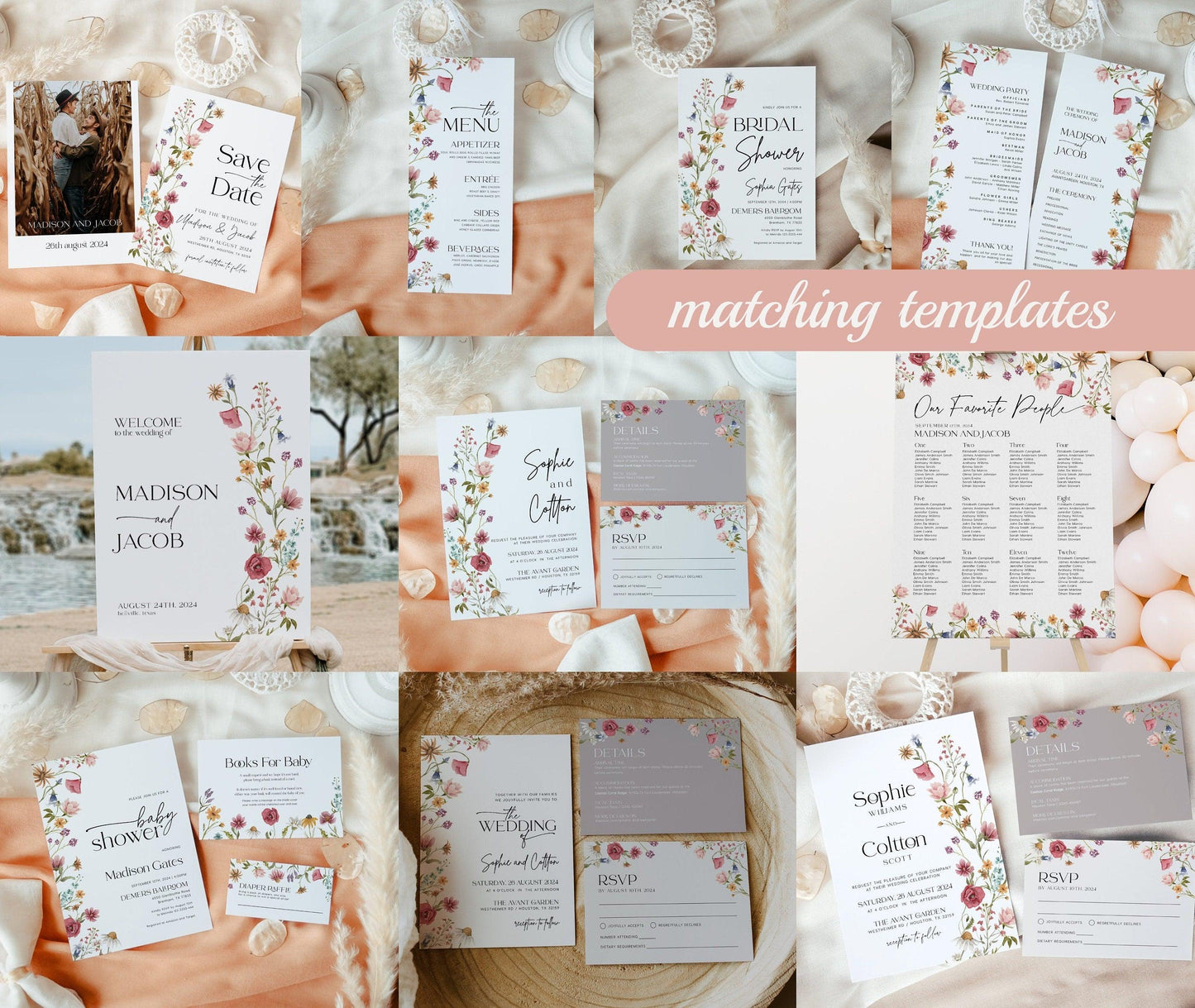 Floral Coffee Bar sign - LovelyTemplatesCo