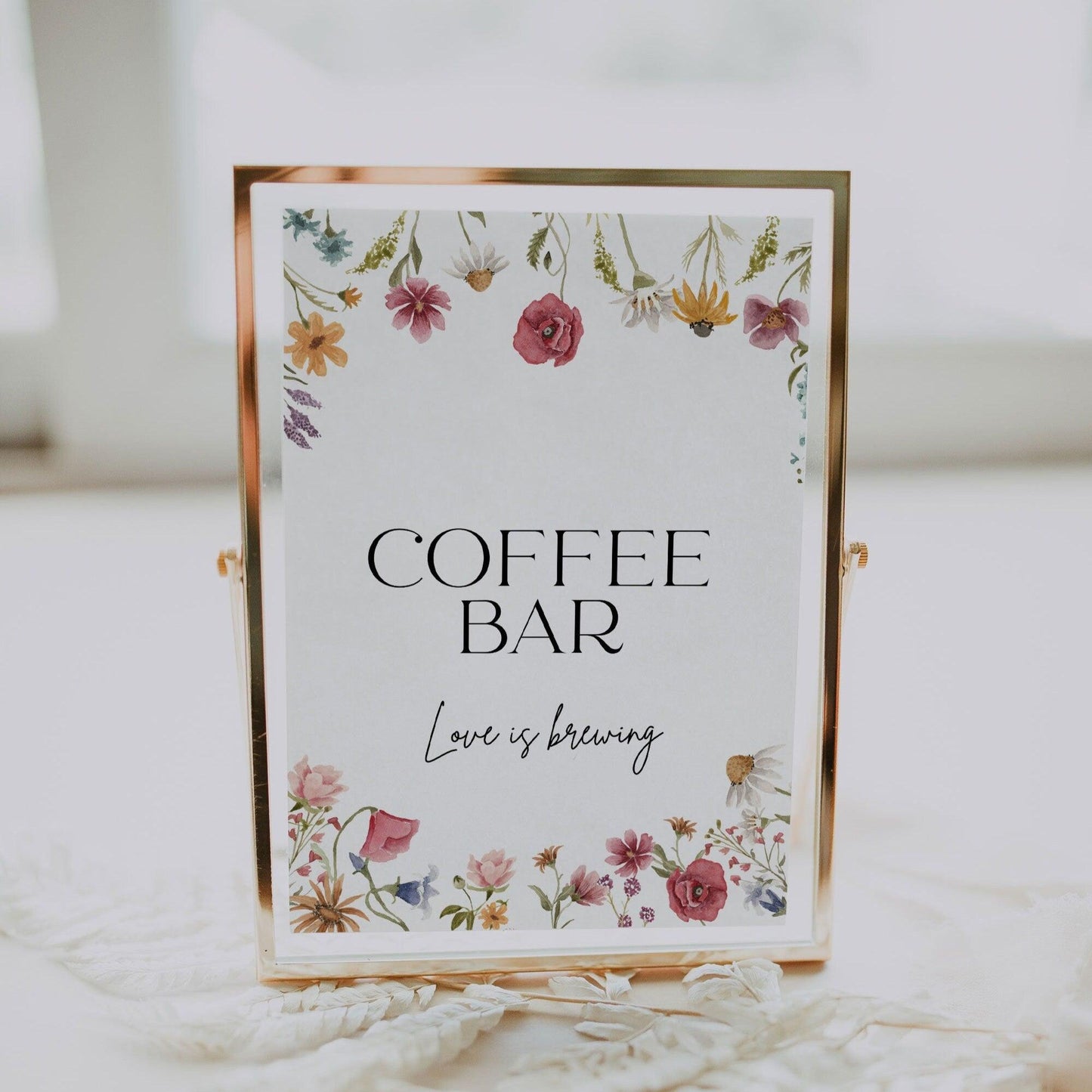 Floral Coffee Bar sign - LovelyTemplatesCo